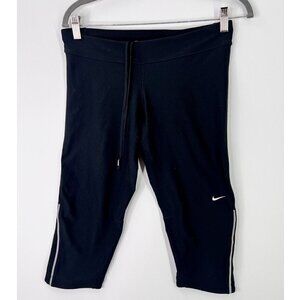 Nike Dri-Fit Activewear Capris Drawstring Back Zip Pocket Black Women’s Medium